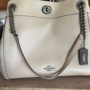 Coach Cream Shoulder Bag with Silver Hardware